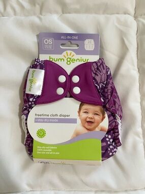 BumGenius Purple Patterned Freetime All-In-One Diaper Cover